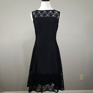 Julia Jordan Black Shutter Sheath Dress 14 Alencon Lace Bandage Wedding Guest